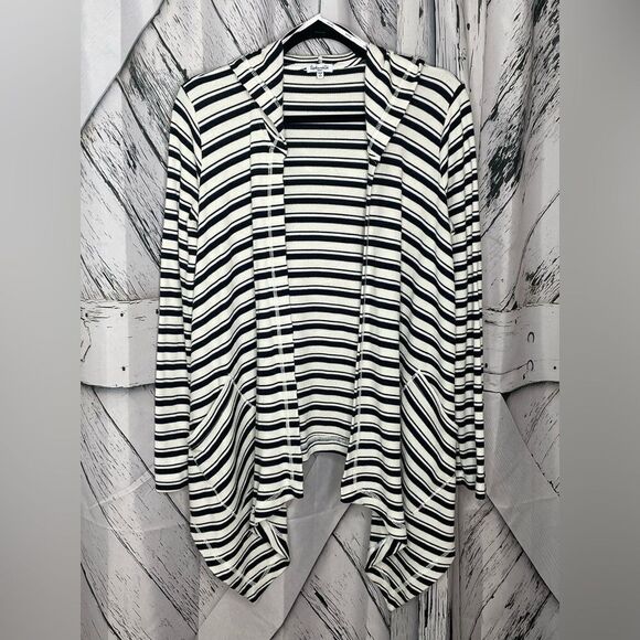 Splendid Ribbed Hooded Striped Thermal Cardigan Small - Picture 1 of 5